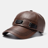 Unisex Artificial Leather Hat Outdoor Warm Casual Baseball Cap