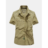 Outdoor Cotton Loose Cargo Chest Pockets Work Shirts
