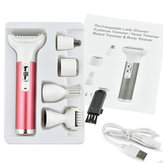 Afeitadora eléctrica 5 EN 1 para mujeres, eliminación sin dolor del vello, juego de depiladora recargable por USB con 5 accesorios desmontables para recortador de bikini/ recortador de vello nasal/ moldeador de cejas/ afeitadora corporal