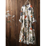 Φόρεμα Floral Print Πλεκτό μακρύ μανίκι Vintage φόρεμα