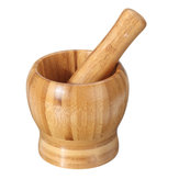 Bambusmörser und Stößel zum Pressen von Knoblauch, Mörser, Handmühle für Gewürze und Pfeffer im Haus Küchenausstattung.