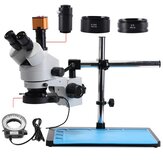 Microscope stéréo à grossissement de 3.5 ~ 90X Microscope de caméra 16MP pour la réparation industrielle de PCB Support de pilier tout en métal robuste et puissant anneau de 56 LED