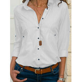 Women Office Formal Turn-down Collar Shirt Elegant Casual Blouse with Button