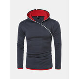 Herren-Hit-Color-Seitenreißverschluss, schmale Passform, lässiges Sport-Kapuzen-Sweatshirt