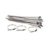 Suleve ZT09 100 piezas Bridas de acero inoxidable con cierre automático para organizar cables de 100-400 mm
