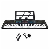 61 Tasten Digitale Tastatur E-Piano Doppelhorn-Stereo-Sound mit Mikrofon-Musikständer für Kinder