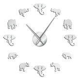 ساعة جدارية ضخمة للديكور المنزلي بتصميم عصري وحديث مع مرآة تأثير عملاقة من غير إطار مجسمة لحيوان الفيل