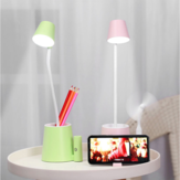 Настольная лампа с LED-подсветкой USB для детей с вентилятором, держателем для телефона и сенсорным выключателем, 3 режима защиты глаз