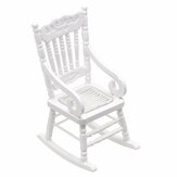 Мебель для кукольных домиков Белый деревянный качающийся стул с канатным сиденьем для аксессуаров кукольного домика Игрушки для декора