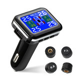 Tsumbay Wireless TPMS Tire Pressure Monitor System with USB Port 4 Waterproof Sensors Suitable for Cars within 3.5Bar