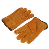 庭園 庭師の溶接手袋 男性 女性 トゲのない革作業手袋 黄色