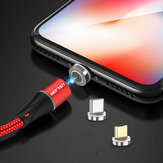 Câble de données USB magnétique USLION 3A LED 360 degrés rotatif avec charge rapide QC3.0 Type-C Micro USB 1M pour Samsung S10+ S9 9T Note8 HUAWEI P30Pro