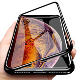 Case protetora de vidro temperado Bakeey Plating Magnetic Adsorption Metal para iPhone XS MAX XR X para iPhone 7 6 6S 8 Plus SE 2020 na parte traseira