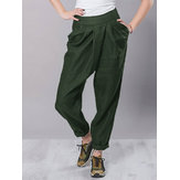 Women High Waist Casual Solid Trousers Pants