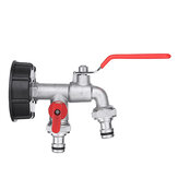 1/2 Zoll S60x6 IBC Messing-Wassertank-Adapter mit doppeltem Hahnablaufventil für Gartenwasseranschluss