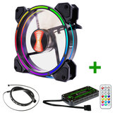 Coolmoon 12 cm 1 Fan Renkli RGB LED Halka PC 12 cm Kılıf Soğutma Fanı ve Kontrolör LED Lamba Bar