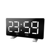 Espelho Relógio Despertador Digital LED com Alarme de Soneca USB Hora Modo Noturno