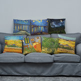 Cuscino in lino di cotone dipinto ad olio astratto con stelle Copertura della cuscino per la vita Borse per decorazione per la casa e l'auto