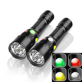 BIKIGHT 4 kleuren licht 9 modi LED zaklamp spoorwegsignaallamp zaklamp buiten multifunctioneel waterdicht 18650/AAA zaklamp met magneet aan de staart