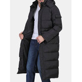 Mens Winter Outdoor Windproof Warm Solid Color Hooded Long Padded Jacket Parka Outerwear