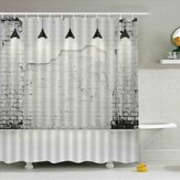 180X180 CM Beyaz Tuğla Duvar Su Geçirmez Polyester Duş Perdesi Banyo Süslemeleri
