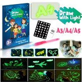 Tableau fluorescent 3D de taille A3 A4 A5 pour enfants, dessiner avec la lumière Amusant pour les enfants et la famille