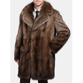 Férfi luxus divatos műbunda téli vastagított meleg közepes hosszú parkettás dzseki