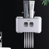 Dispenser automatico di dentifricio in pasta Spremiagrumi 5 Porta spazzolino Supporto per montaggio a parete Set da bagno