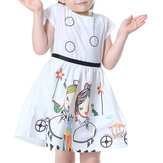 Kid Mädchen Kurzarm Cartoon Charakter gedruckt Kleid