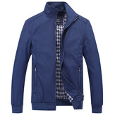 Casual Business Plus Size XS-5XL Pure Color Zipper Spring Autumn Jacket for Men