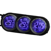Termómetro digital de LED azul para coche con calendario y reloj interno y externo