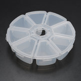 8 compartimentos caja de almacenamiento de las extremidades del clavo de la joyería troche plástico circular