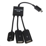 Dual Micro USB Host OTG Hub Adapter Kabel Untuk Tablet