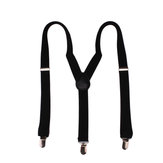 Mens Women Adjustable Y Shape Solid Black Elastic Suspenders