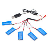 H107C-005 5x3,7V 500mAh Bateria Cabo de carregamento USB 2 a 5
