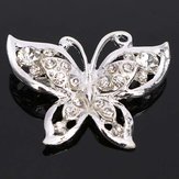 Silver Tone Rhinestone Butterfly Brooch Pin For Women