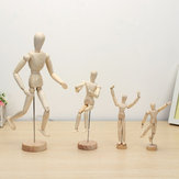 Modellino di bambola articolato in legno, figure di uomini, pittura di modelli, bozzetto di cartoni animati