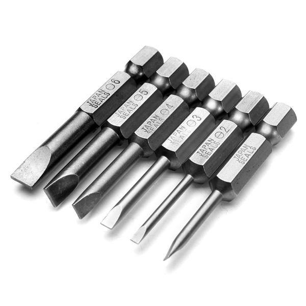 6st 50mm 2.0-6.0mm Flat Head Slotted Tip Schroevendraaiers