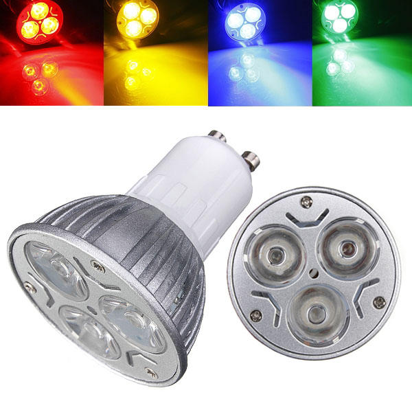 GU10 3W AC220V 3 LEDs Rood / Geel / Blauw / Groen LED Spot Gloeilampen