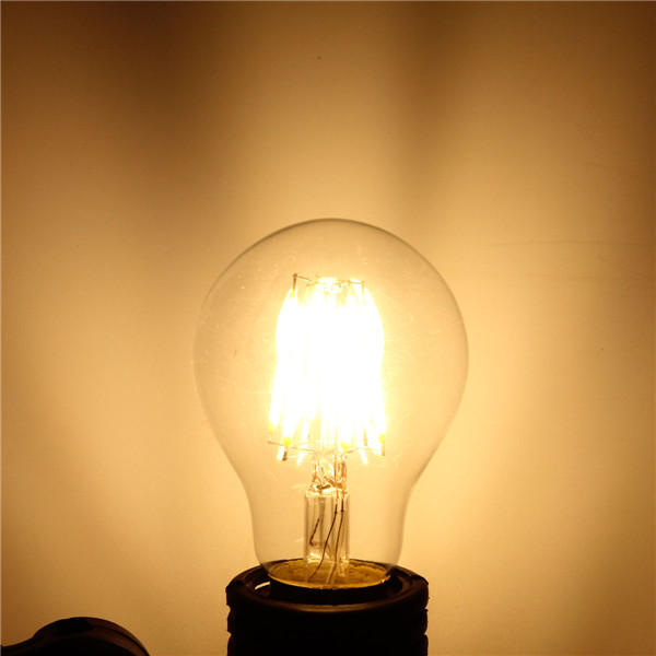 E27 A60 6W Warm Wit / Wit Filament LED COB Dimbaar Globe Lamp Lamp AC220V / 110V