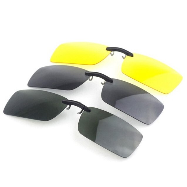 Polarized Clip On Sunglasses Driving Day Night Vision Lens Unisex Glasses