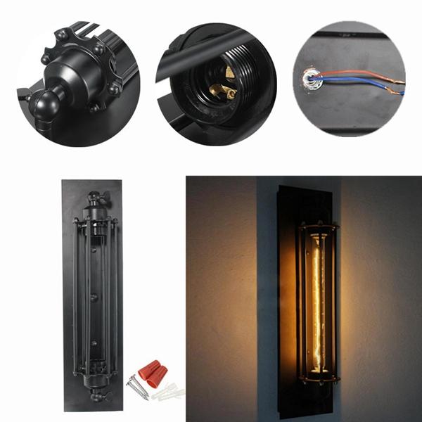 NEW Industrial Long Black Wall Plate Retro Wall Light Rustic Wall Sconce Plate