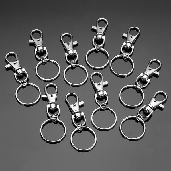 10 stuks mode roestvrij stalen dubbele sleutel houder ring sleutelhanger zilver
