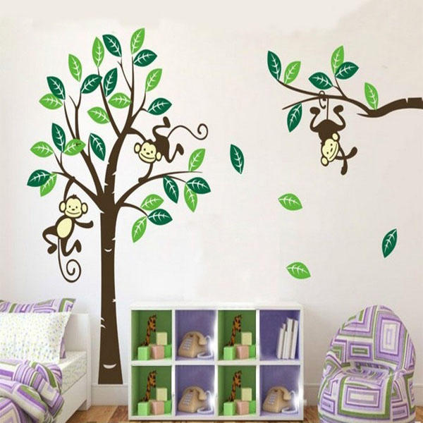 Monkey On Tree Art Removable Wall Stickers Baby Room Home Decal Decor Banggood Usa - Removable Wall Stickers For Baby Room
