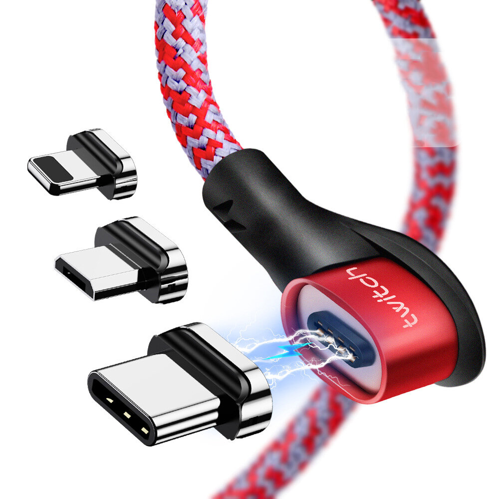 

Магнитный USB-кабель Twitch Elbow Type-C Micro USB Быстрая зарядка LED Индикатор поворотной линии для Huawei P30 P40 Pro