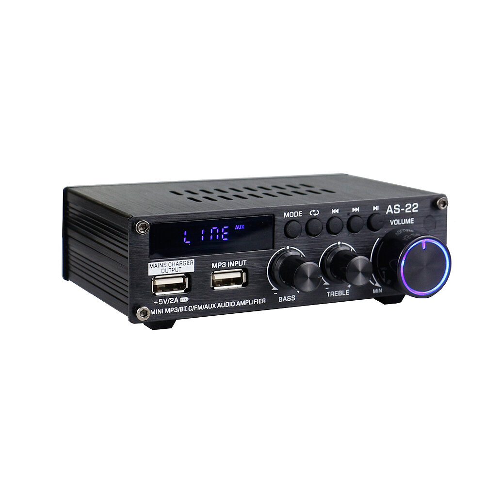 AirAux AS-22 Mini bluetooth Stereo Digital Amplifier 45W MAX RMS 300W Hi-Fi Class D 2 Channel Integrated Amp Power Amplifier