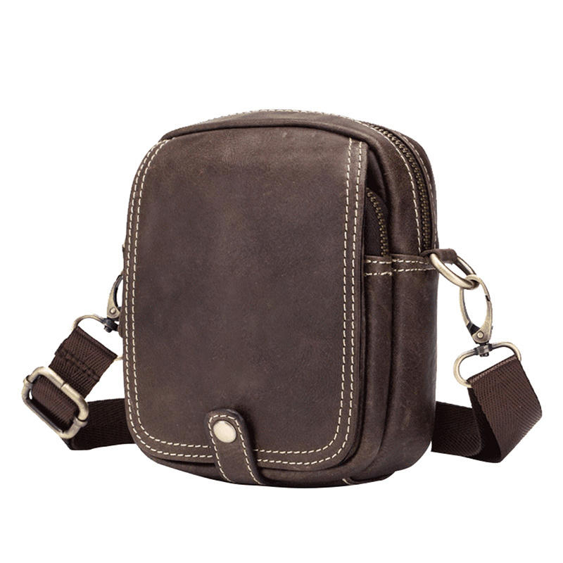 Men Genuine Leather Waist Bag Messenger Handbag Crossbody Shoulder Satchel Outdoor Travel