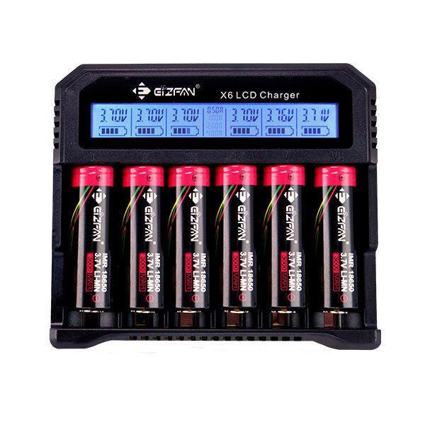 Eizfan 6 Slots Battery Charger LED Display Screen USB/EU/US Plug Small Li-ion Charger For 18650
