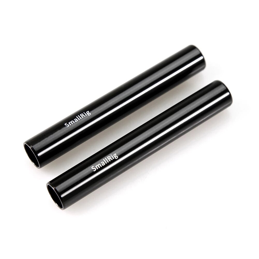 SmallRig 1049 Black Aluminum Alloy 15mm Rod Camera Rail Rod - 4 Inch (Pair Pack) for Monitor EVF Mou