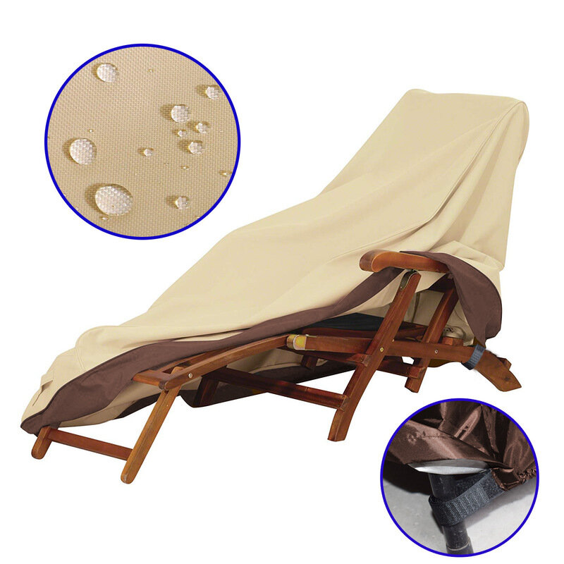 IPRee® 600D Waterproof Chair Cover Patio Chaise Lounge Protector Heavy Duty UV Resistant Furniture Covers Outdoor Garden